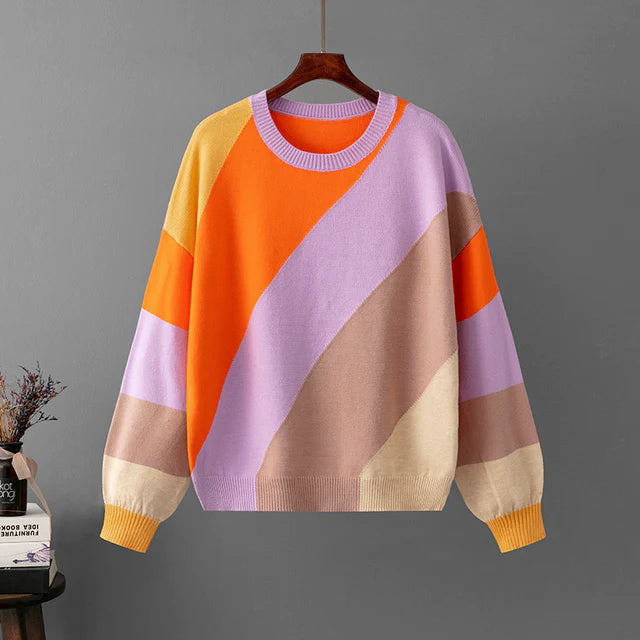 Unisex Striped Colorblock Sweater