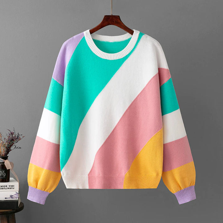 Unisex Striped Colorblock Sweater