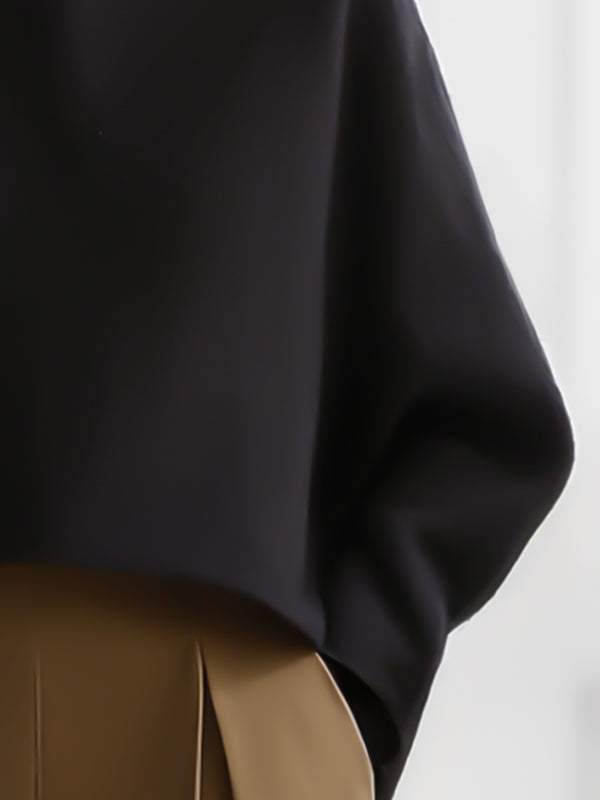 Women's Black High-Neck Cropped Sweatshirt