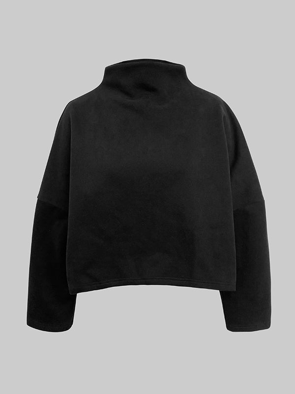 Women's Black High-Neck Cropped Sweatshirt