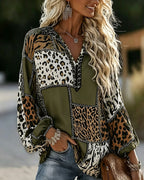 Women's Leopard Colour Block Blouse