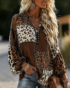 Women's Leopard Colour Block Blouse