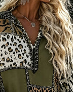 Women's Leopard Colour Block Blouse