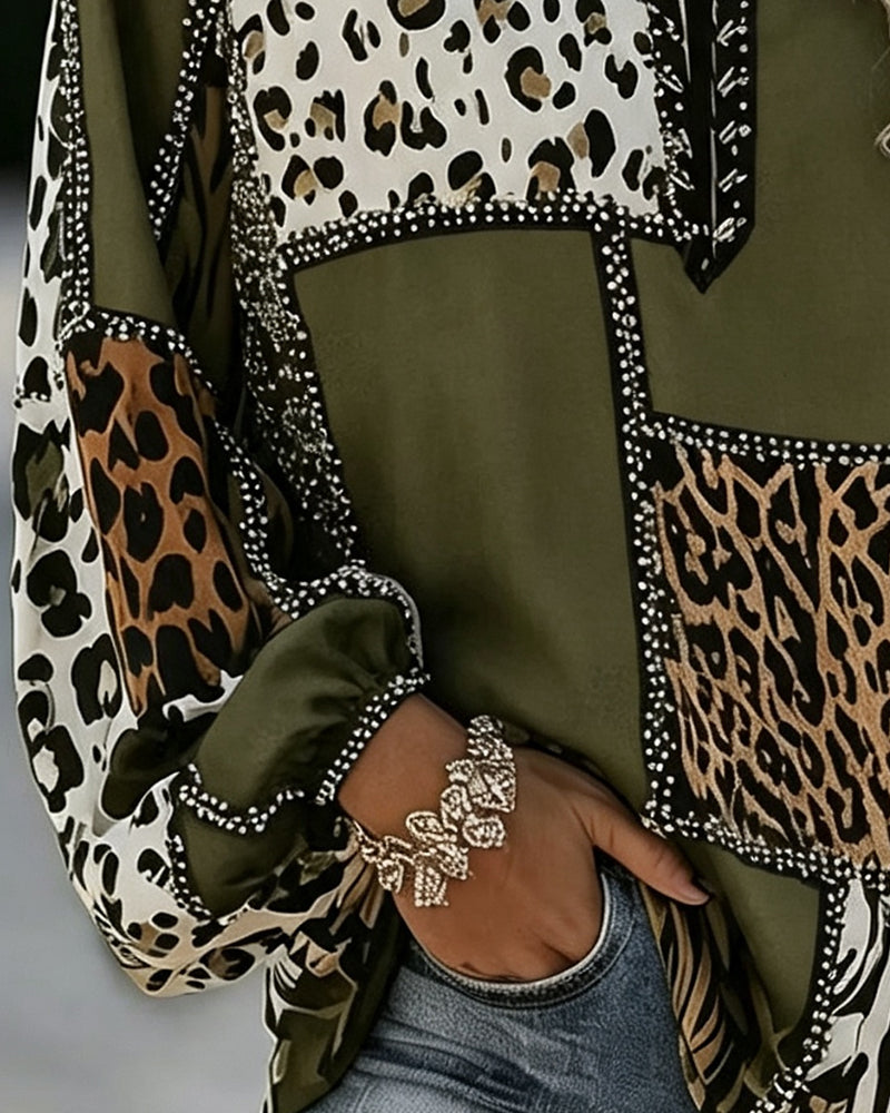Women's Leopard Colour Block Blouse