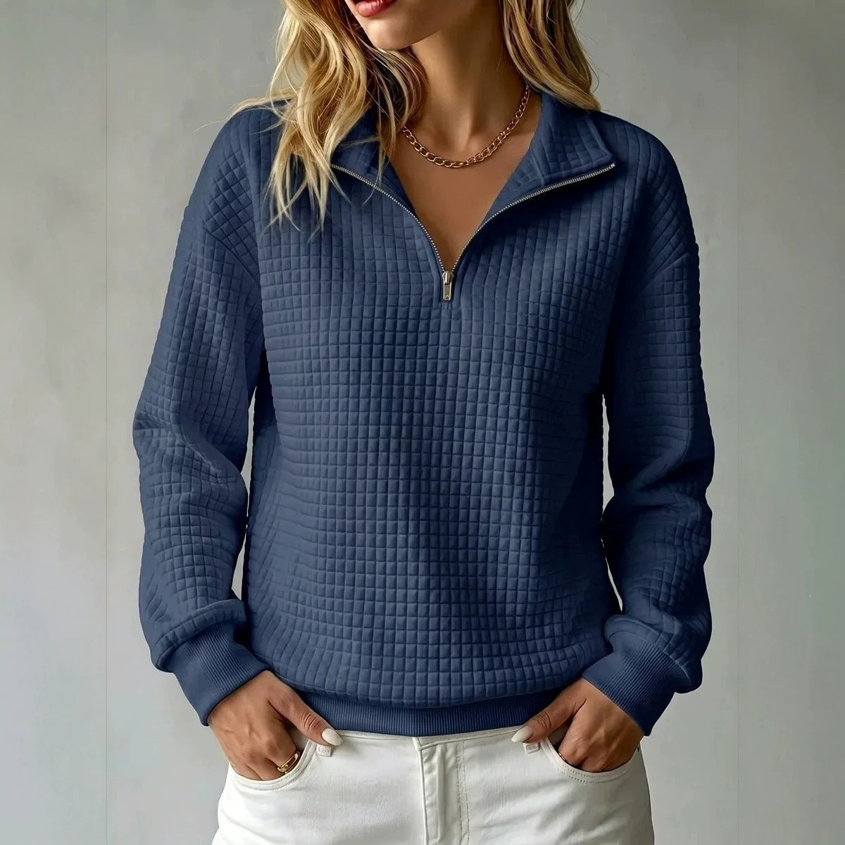 Women's Quilted Half-Zip Sweatshirt