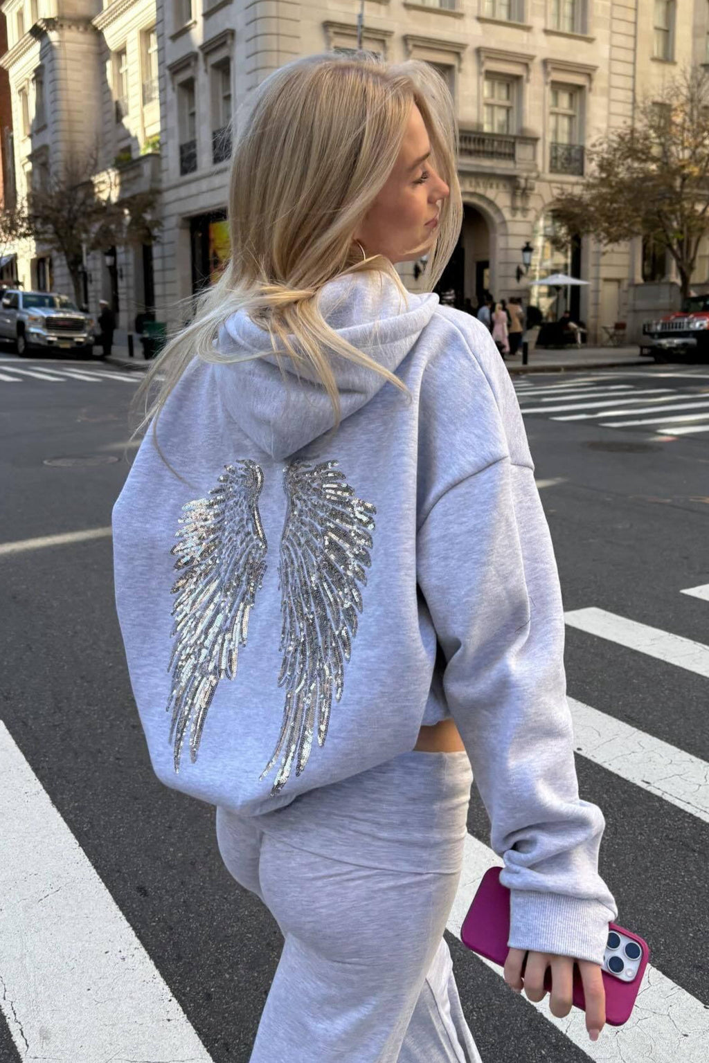 Women's Sequin Wing Graphic Oversized Hoodie
