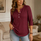 Women's Waffle Henley Top