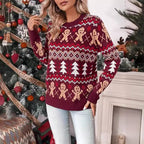 Women's Christmas Jumper, Gingerbread Jacquard, Crew Neck