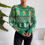 Women's Christmas Jumper, Gingerbread Jacquard, Crew Neck