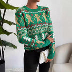 Women's Christmas Jumper, Gingerbread Jacquard, Crew Neck