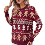 Women's Christmas Jumper, Gingerbread Jacquard, Crew Neck
