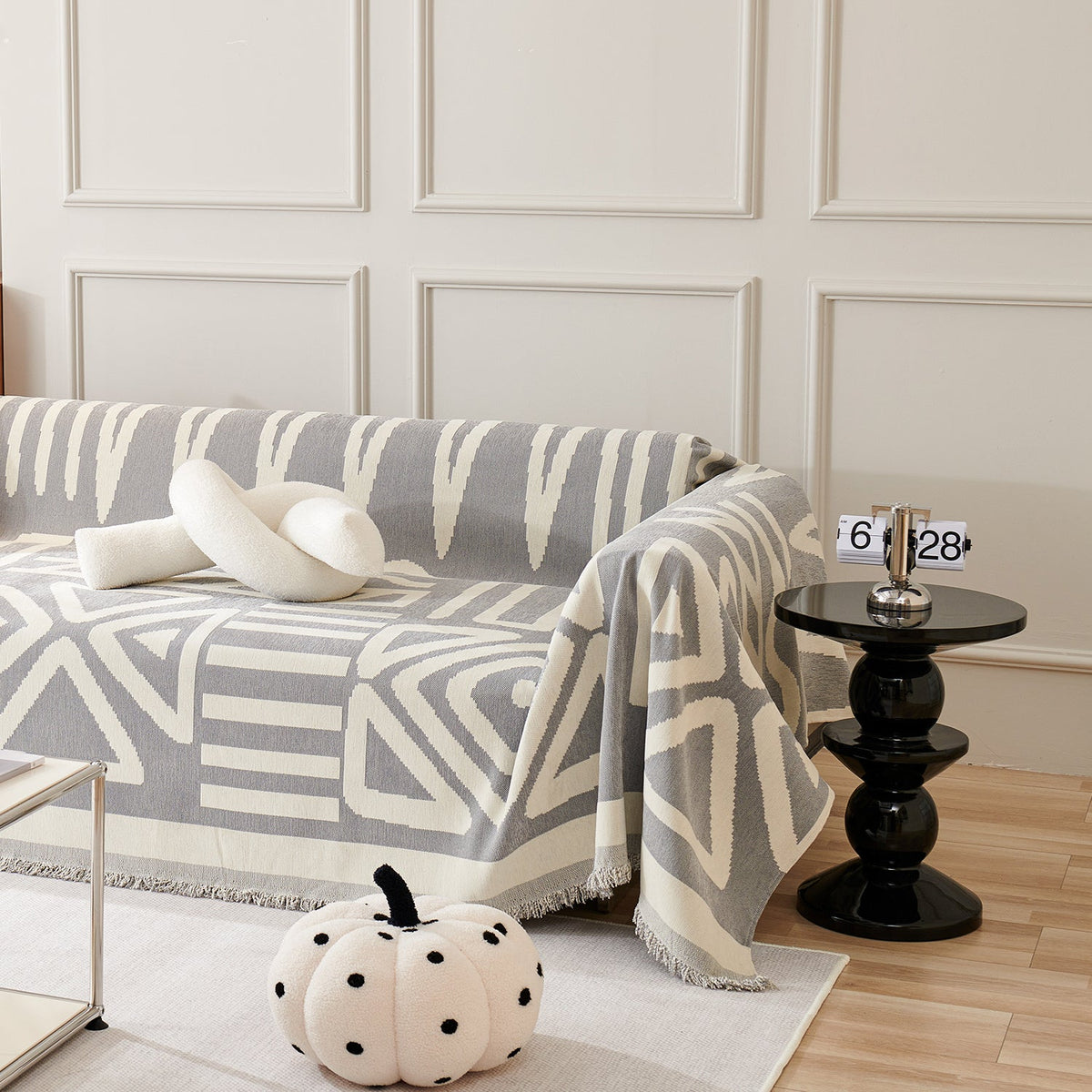Boho Geometric Couch Cover for Pets – Woven Sofa Throw with Fringed Edge - image 18