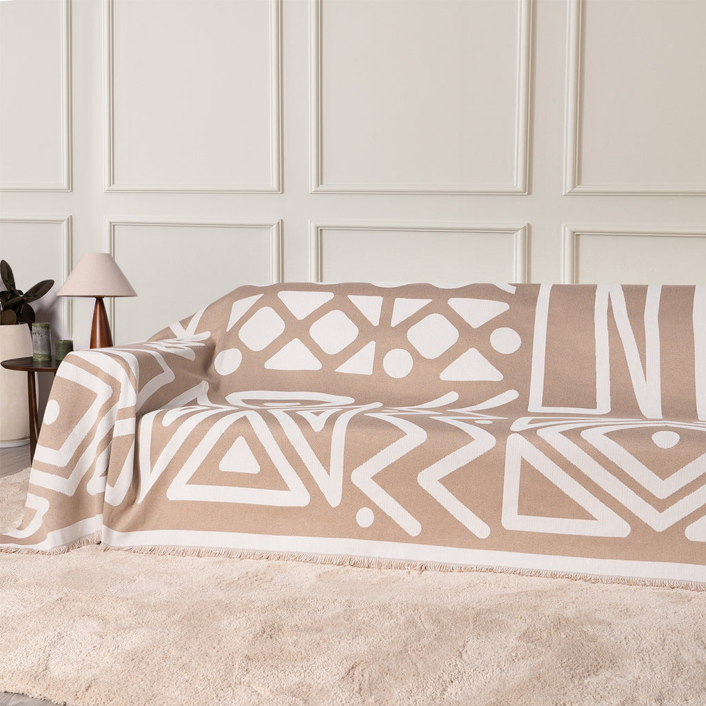 Boho Geometric Couch Cover for Pets – Woven Sofa Throw with Fringed Edge - image 29
