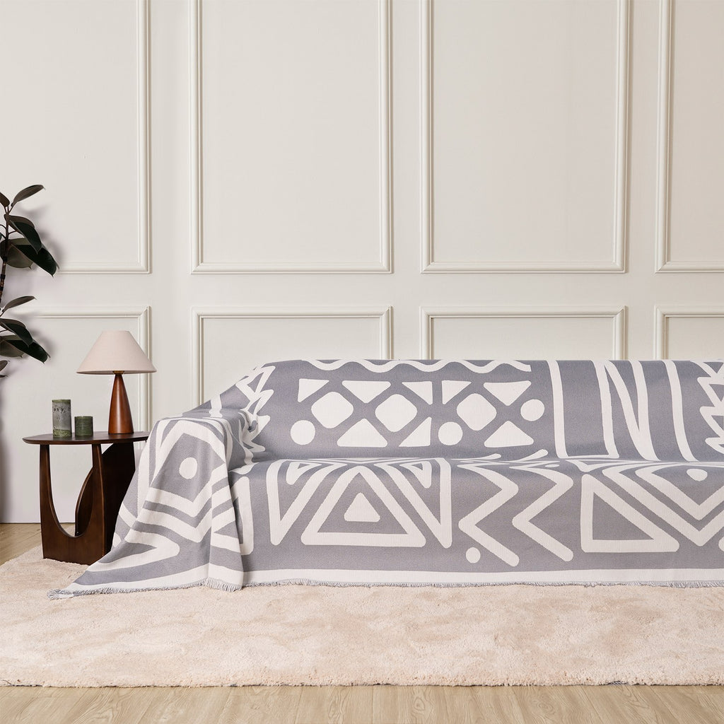 Boho Geometric Couch Cover for Pets – Woven Sofa Throw with Fringed Edge - image 31