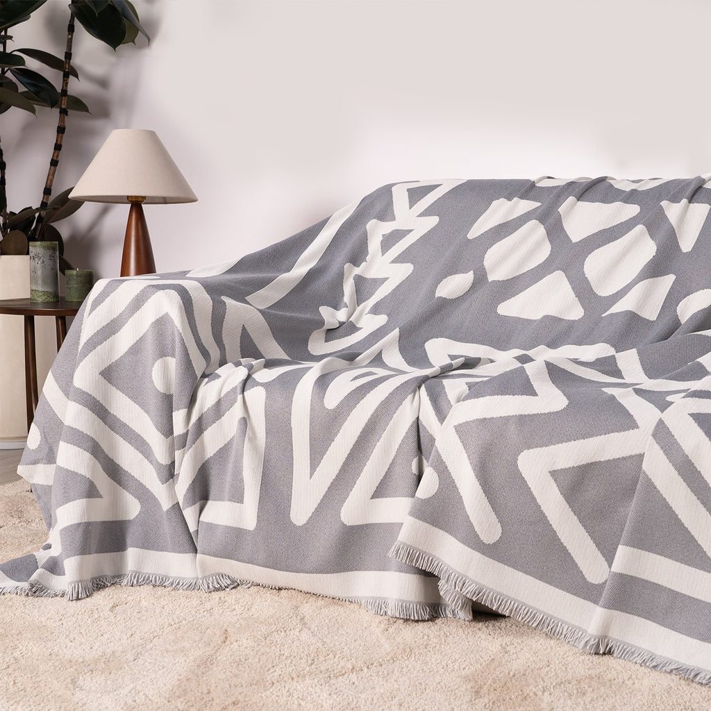 Boho Geometric Couch Cover for Pets – Woven Sofa Throw with Fringed Edge - image 33