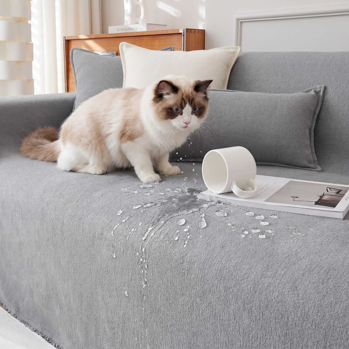 Spill-Resistant Couch Cover for Pets – Dense Woven Sofa Protector - image 2