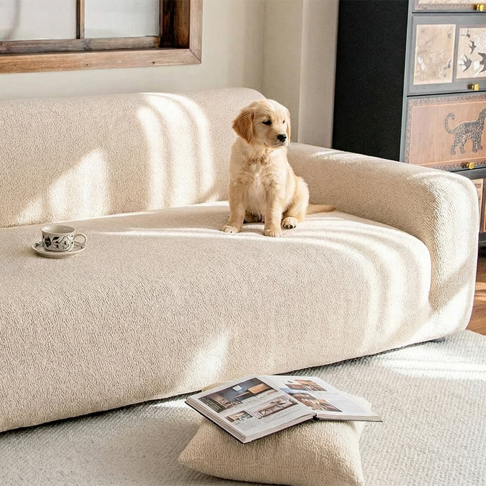 Stretch Sofa Slipcover – Full-Encasing Jacquard Fleece Cover for Pet Homes - image 1