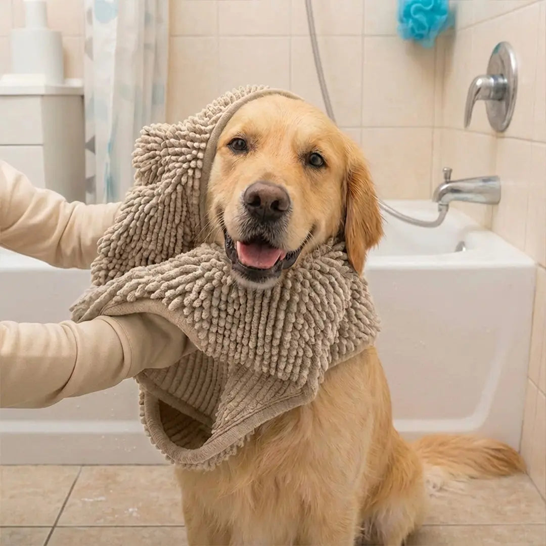 Microfibre Dog Drying Towel – Super-Absorbent Chenille Towel with Hand Pockets - image 2