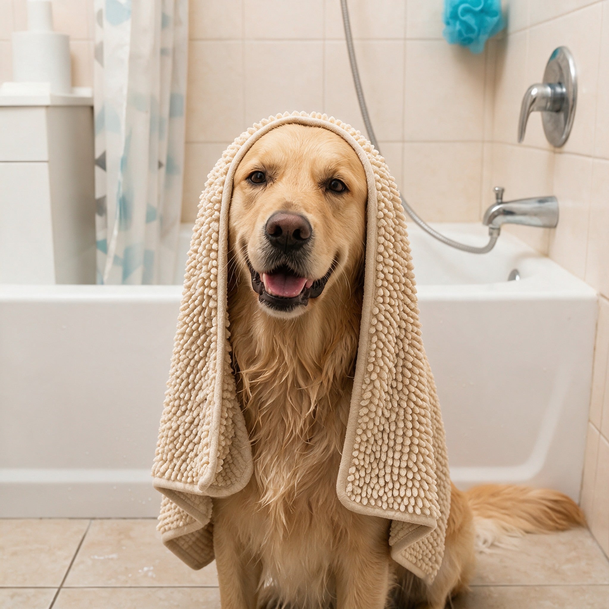 Microfibre Dog Drying Towel – Super-Absorbent Chenille Towel with Hand Pockets - image 6