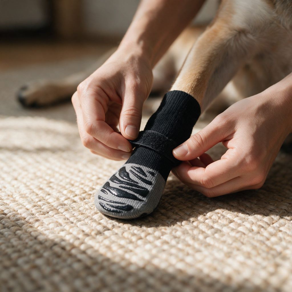 Non-Slip Dog Socks – Set of Four Grip Socks with Adjustable Straps - image 7