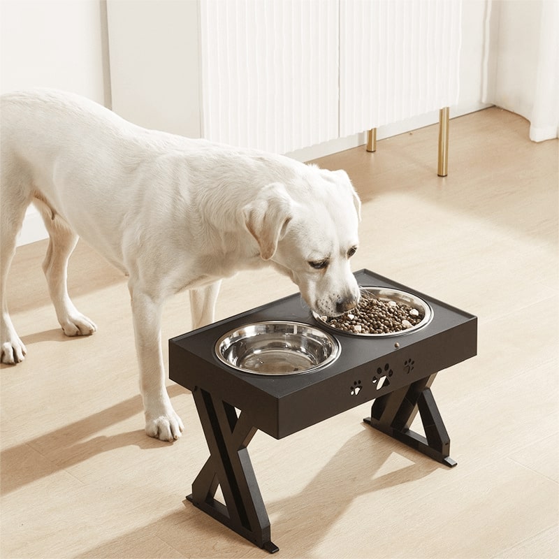 Raised Dog Bowls – Height-Adjustable Stand with Two Stainless Steel Bowls - image 1