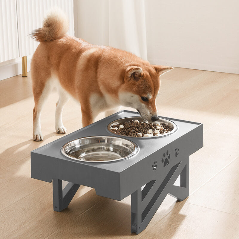 Raised Dog Bowls – Height-Adjustable Stand with Two Stainless Steel Bowls - image 2