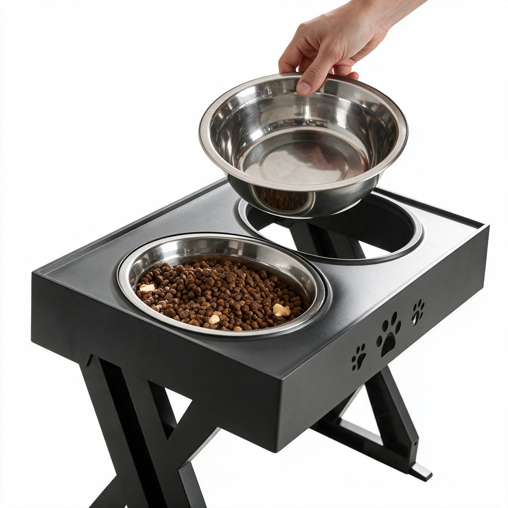 Raised Dog Bowls – Height-Adjustable Stand with Two Stainless Steel Bowls - image 6