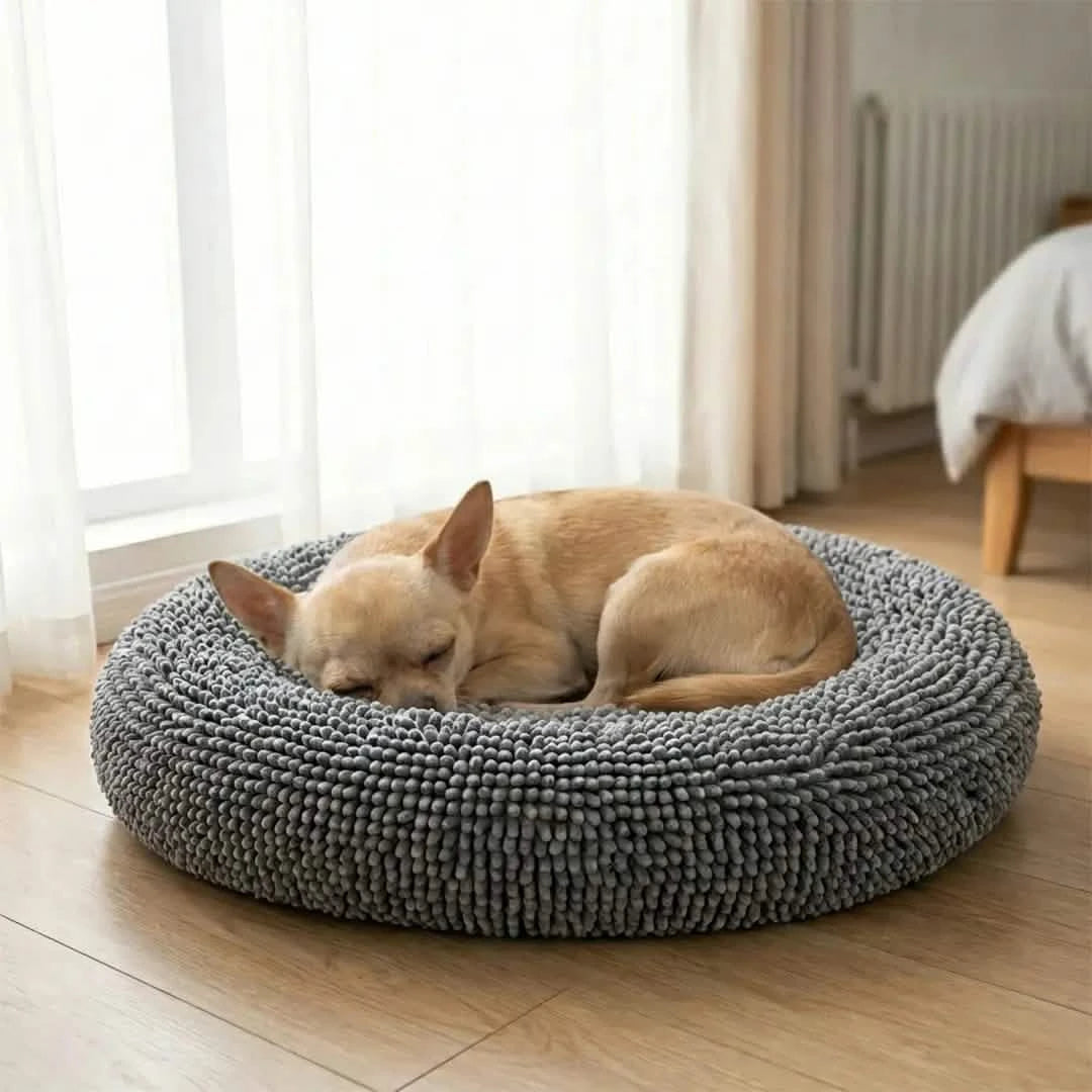 Chenille Cloud Dog Bed – Round Quick-Dry Pet Bed with Washable Cover - image 1