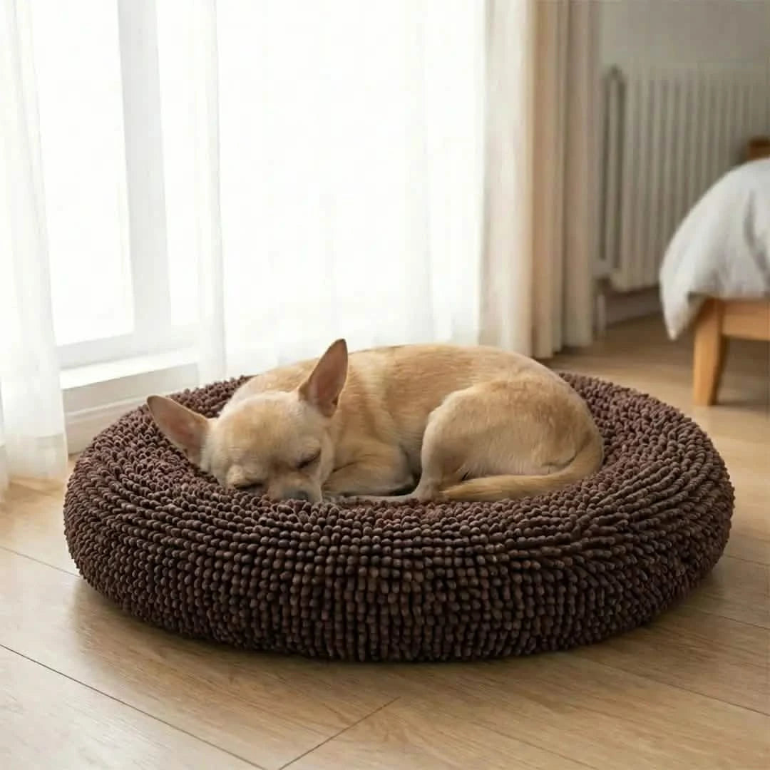 Chenille Cloud Dog Bed – Round Quick-Dry Pet Bed with Washable Cover - image 3