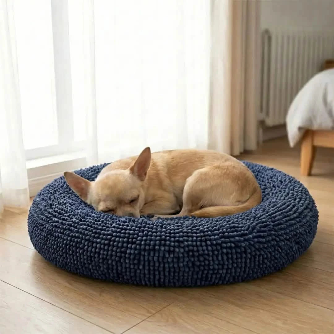 Chenille Cloud Dog Bed – Round Quick-Dry Pet Bed with Washable Cover - image 4