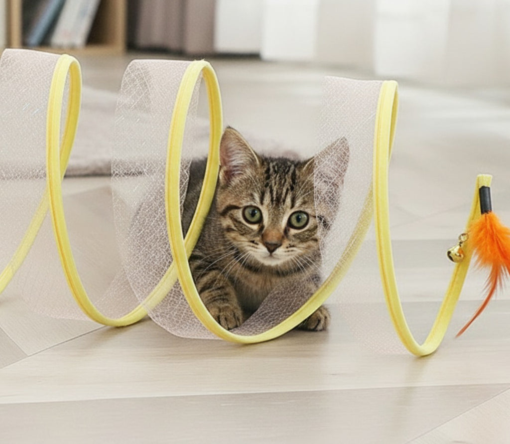Collapsible Cat Tunnel – Mesh Play Tunnel with Feather Toys & Sisal Balls - image 3