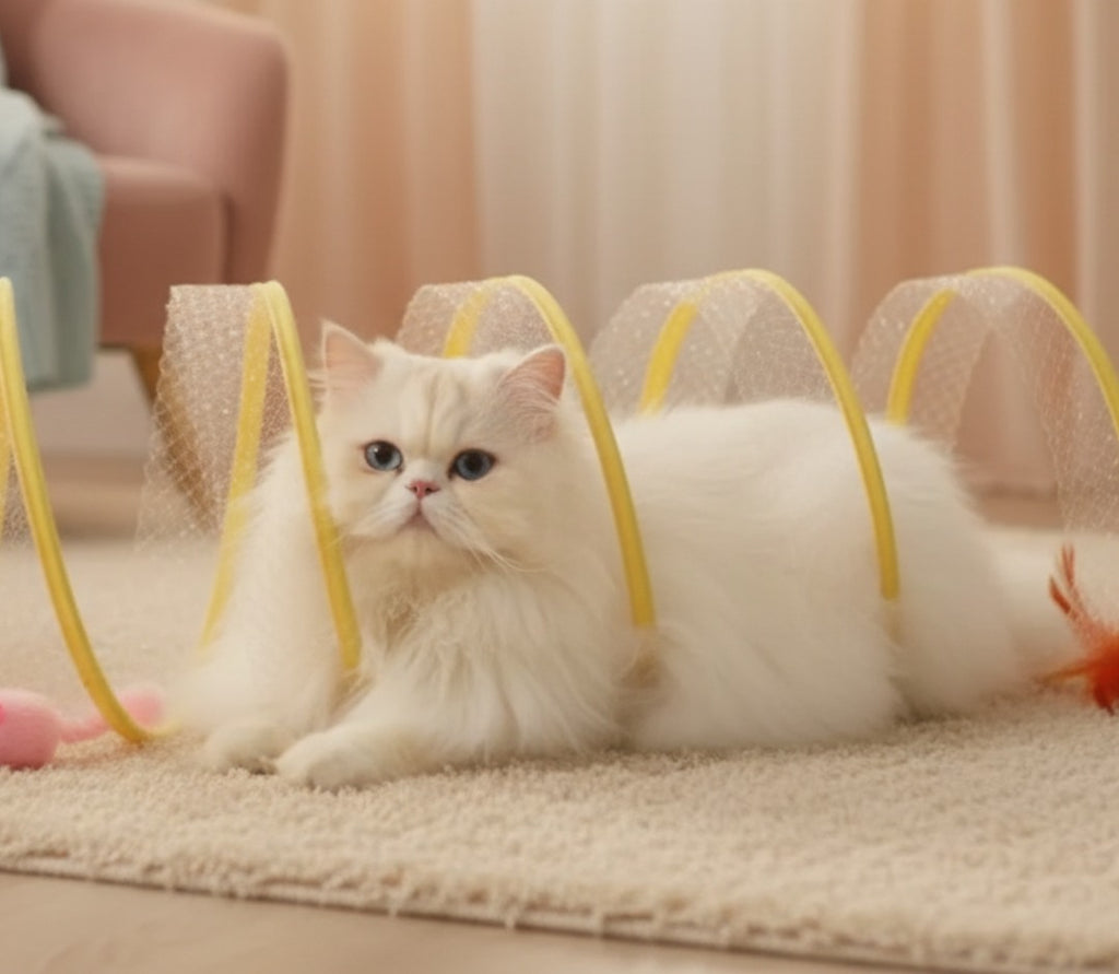 Collapsible Cat Tunnel – Mesh Play Tunnel with Feather Toys & Sisal Balls - image 4