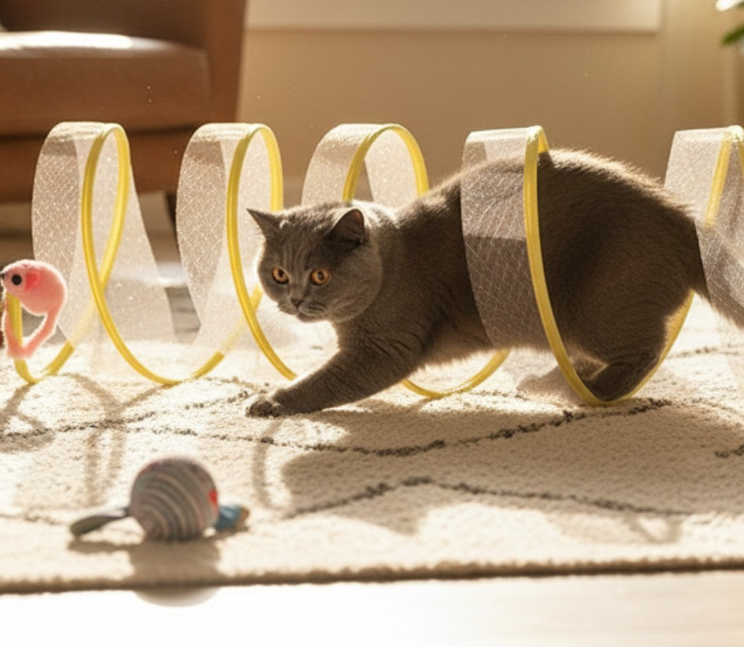 Collapsible Cat Tunnel – Mesh Play Tunnel with Feather Toys & Sisal Balls - image 5