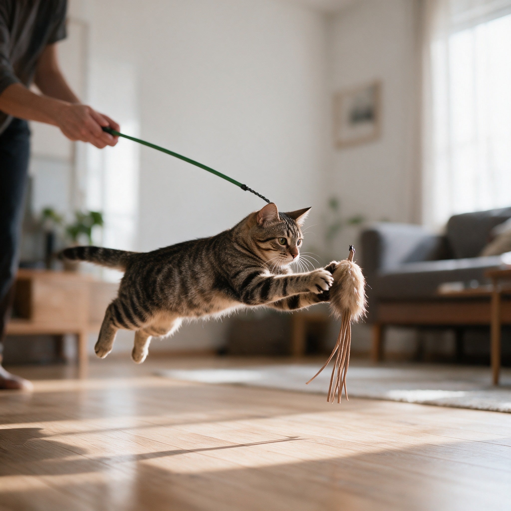 Cat Teaser Wand with Laser Pointer – Feather-Tipped Wand for Indoor Play - image 5