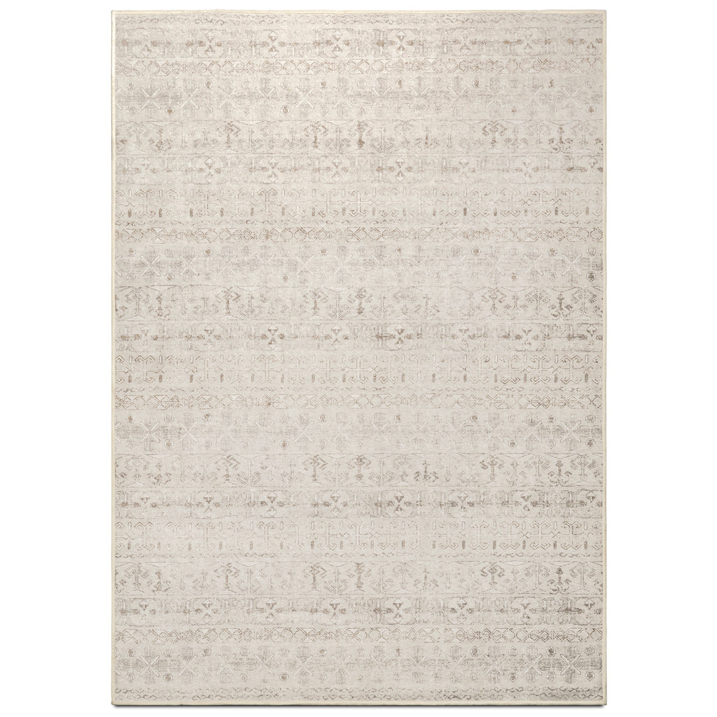 Washable Area Rug – Moroccan-Inspired Ivory Design with Non-Slip Pad - image 1