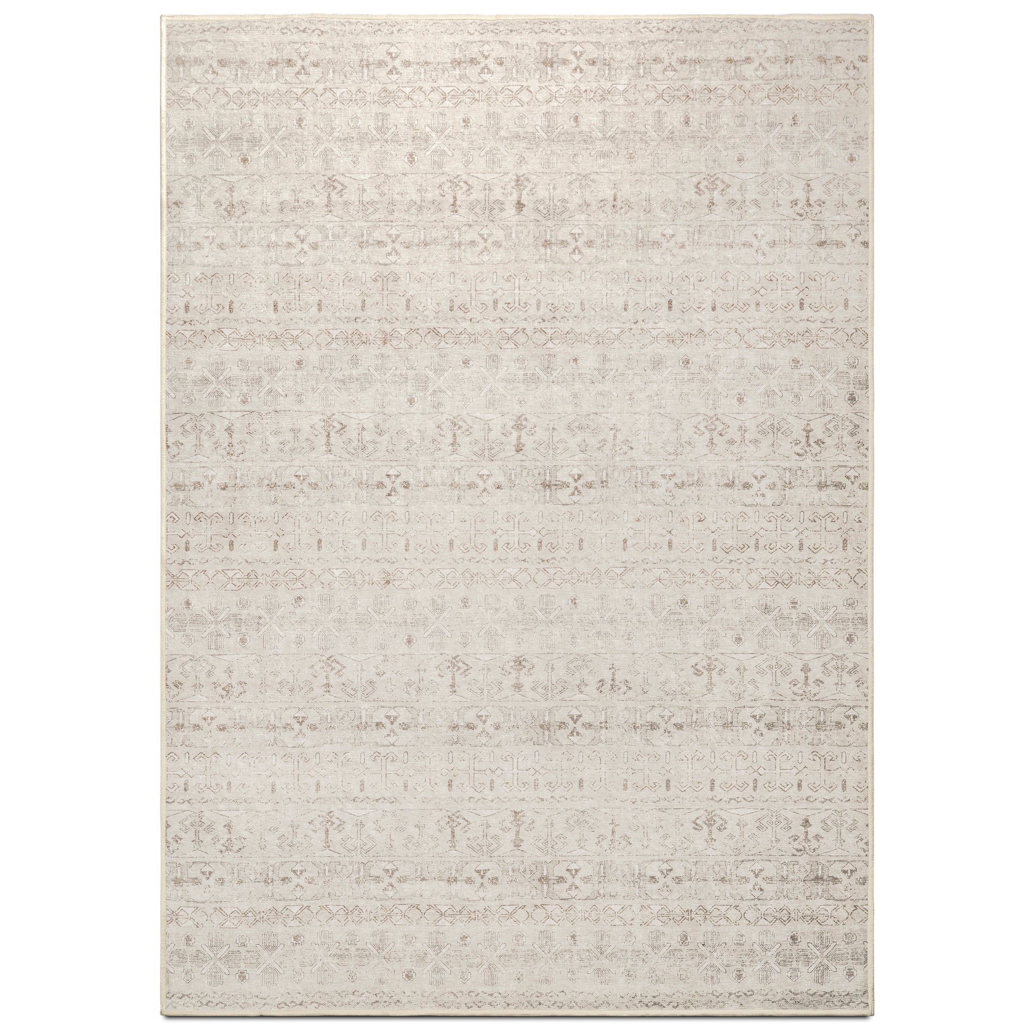 Washable Area Rug – Moroccan-Inspired Ivory Design with Non-Slip Pad - image 1