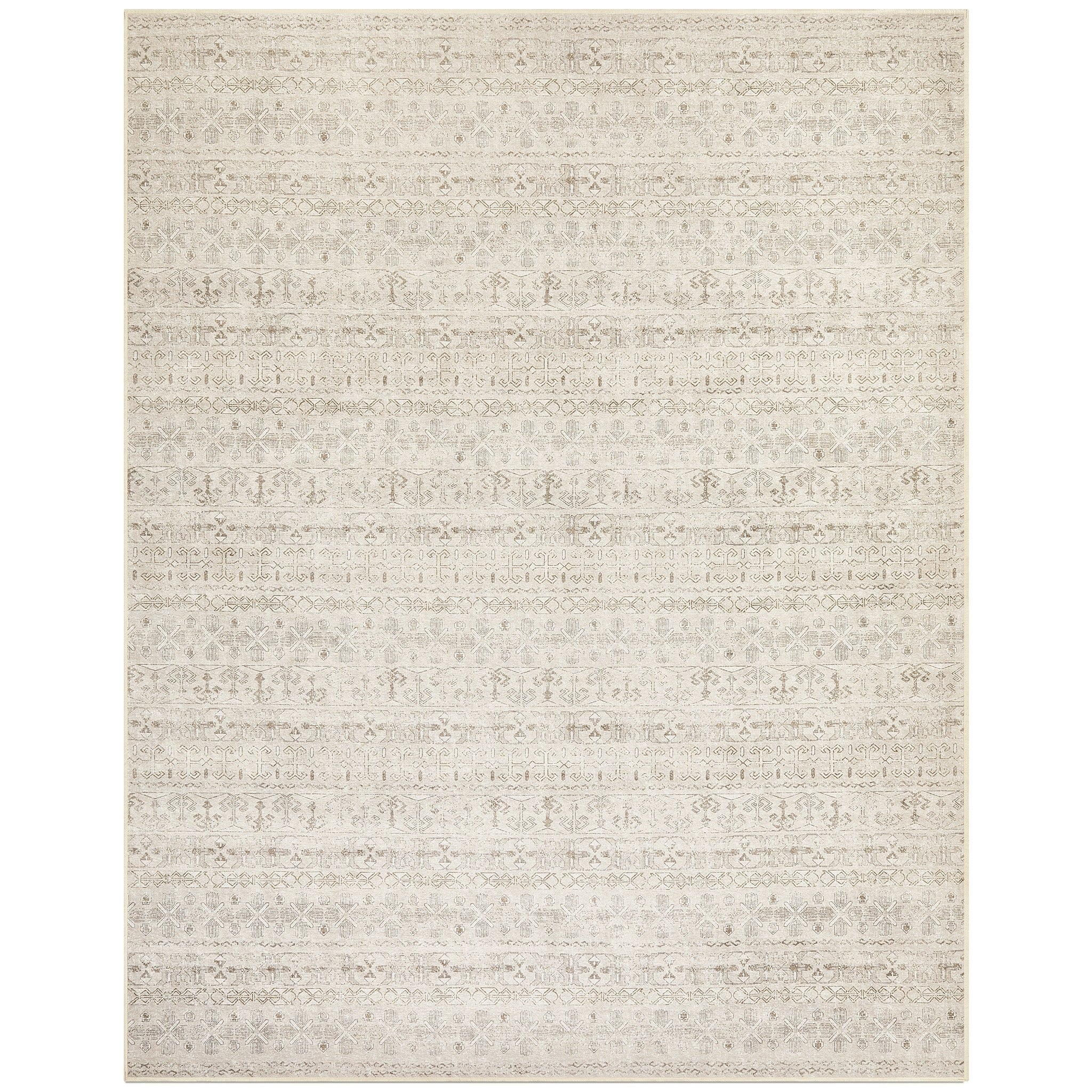 Washable Area Rug – Moroccan-Inspired Ivory Design with Non-Slip Pad - image 2