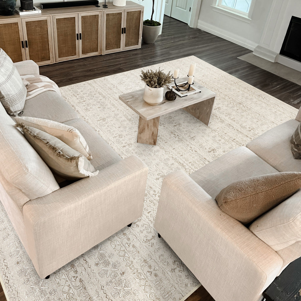 Washable Area Rug – Moroccan-Inspired Ivory Design with Non-Slip Pad - image 3