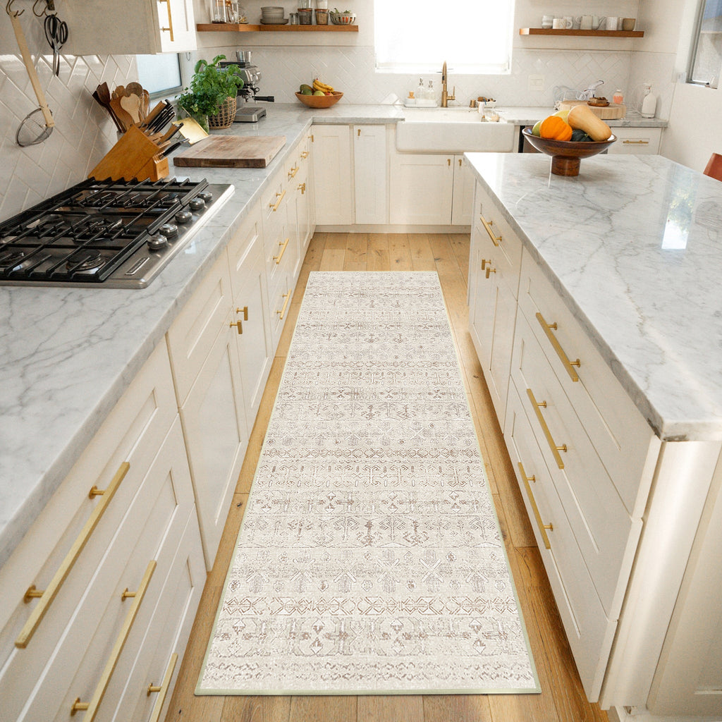 Washable Area Rug – Moroccan-Inspired Ivory Design with Non-Slip Pad - image 4