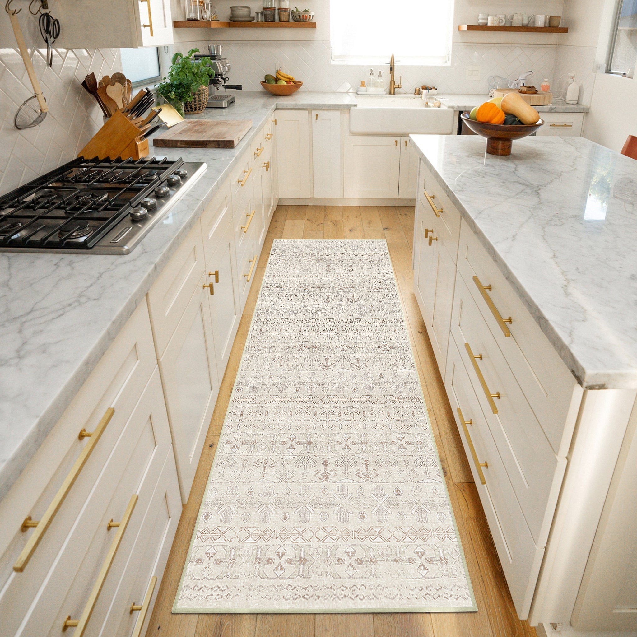 Washable Area Rug – Moroccan-Inspired Ivory Design with Non-Slip Pad - image 4