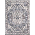 Washable Area Rug – Vintage Medallion in Ash & Natural, Pet-Friendly - image 1