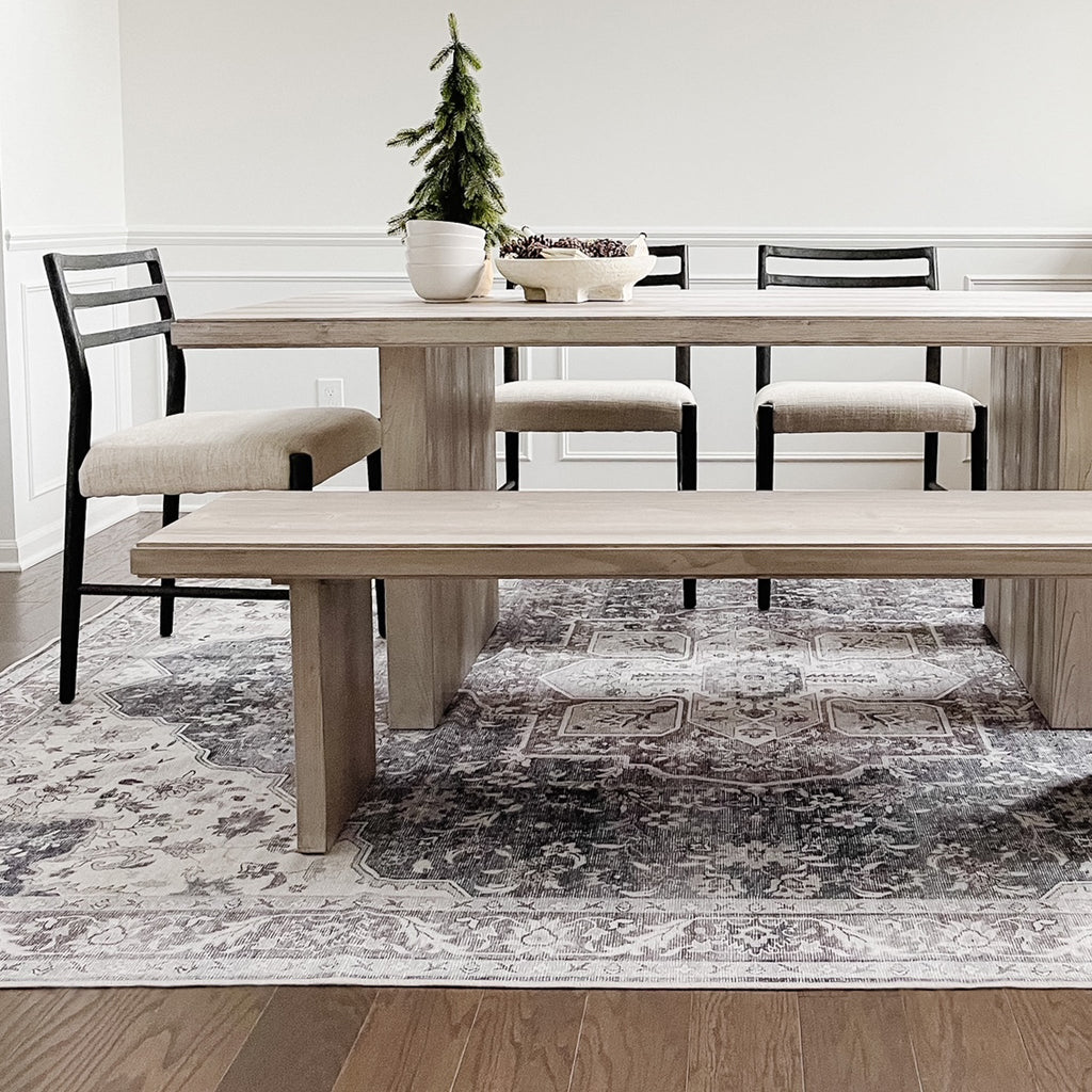 Washable Area Rug – Vintage Medallion in Ash & Natural, Pet-Friendly - image 7