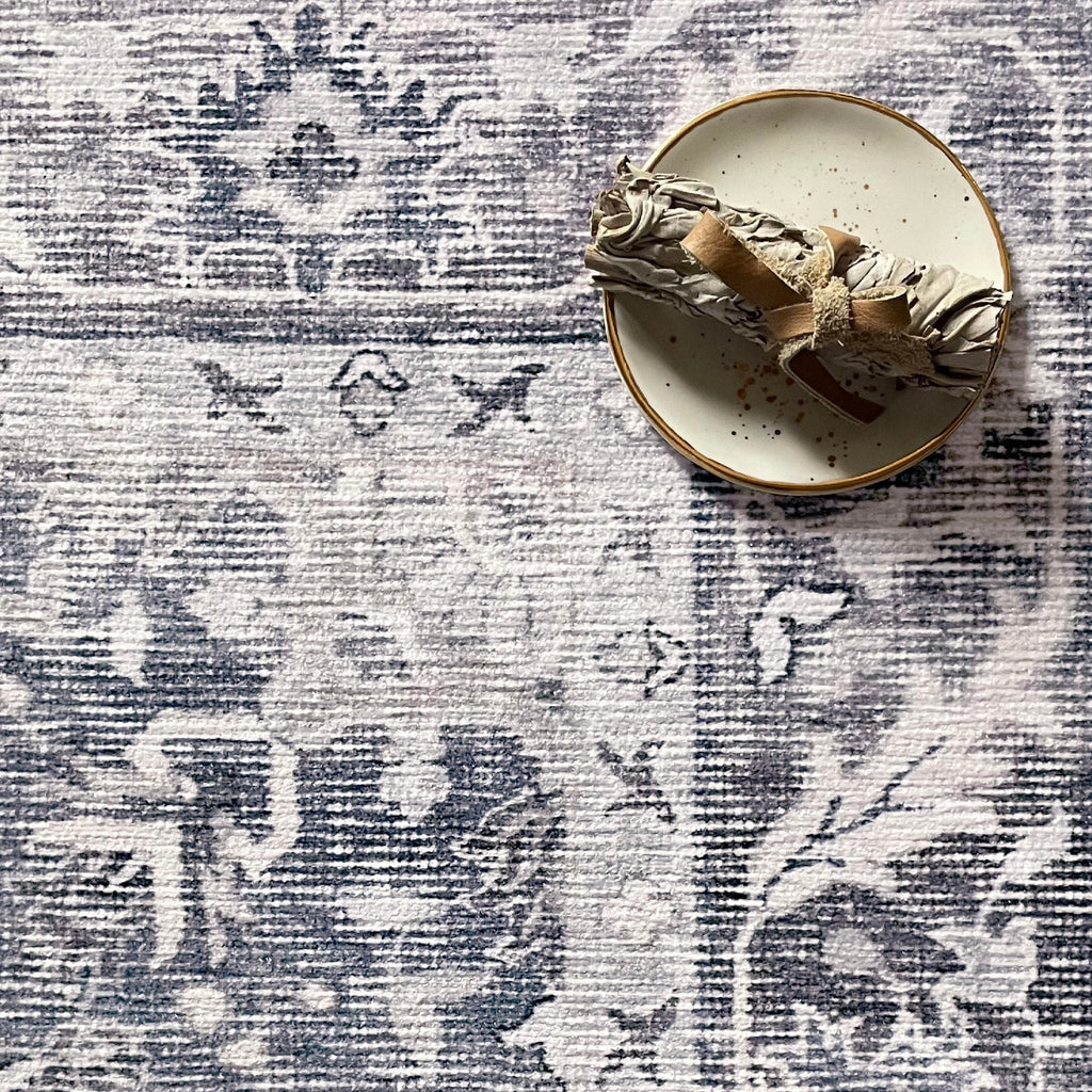 Washable Area Rug – Vintage Medallion in Ash & Natural, Pet-Friendly - image 9