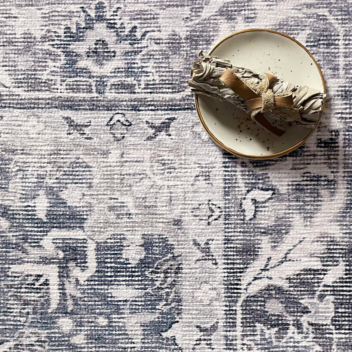 Washable Area Rug – Vintage Medallion in Ash & Natural, Pet-Friendly - image 9