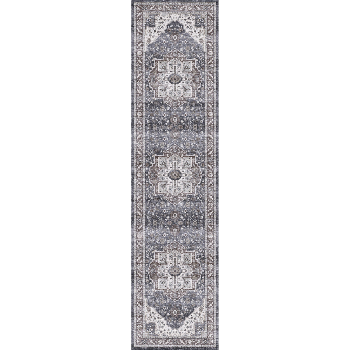 Washable Area Rug – Vintage Medallion in Ash & Natural, Pet-Friendly - image 16