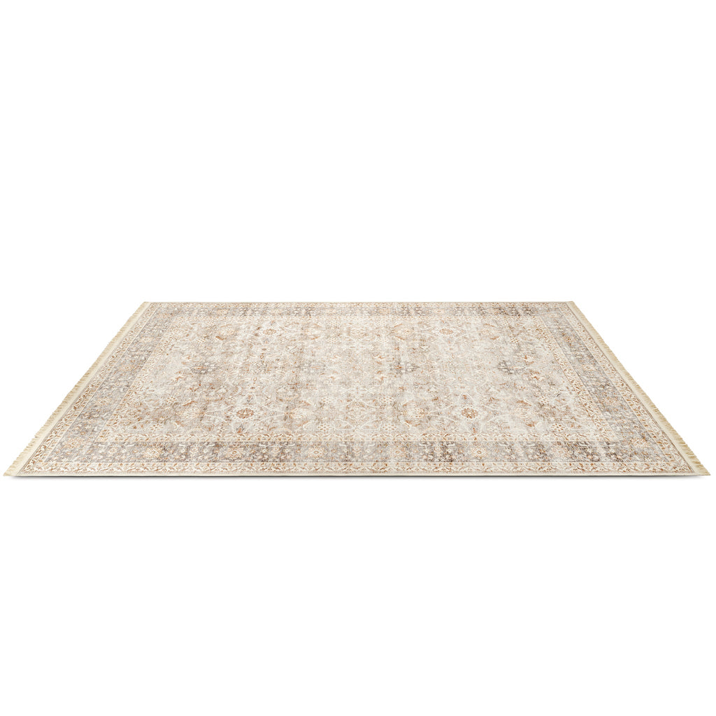 Washable Fringed Area Rug – Persian-Style Taupe Rug with Decorative Fringe - image 11