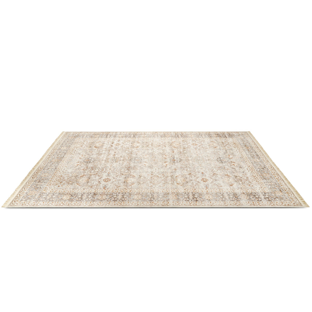 Washable Fringed Area Rug – Persian-Style Taupe Rug with Decorative Fringe - image 11