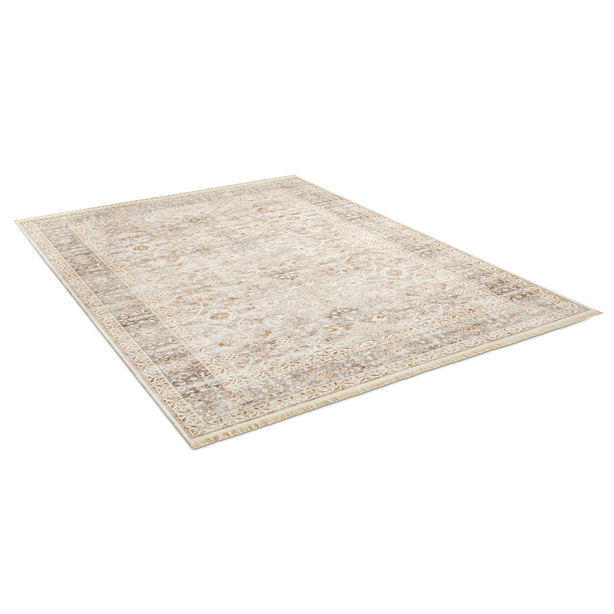 Washable Fringed Area Rug – Persian-Style Taupe Rug with Decorative Fringe - image 12