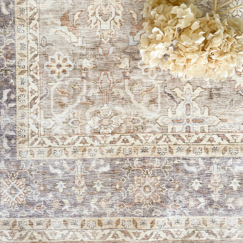 Washable Fringed Area Rug – Persian-Style Taupe Rug with Decorative Fringe - image 14