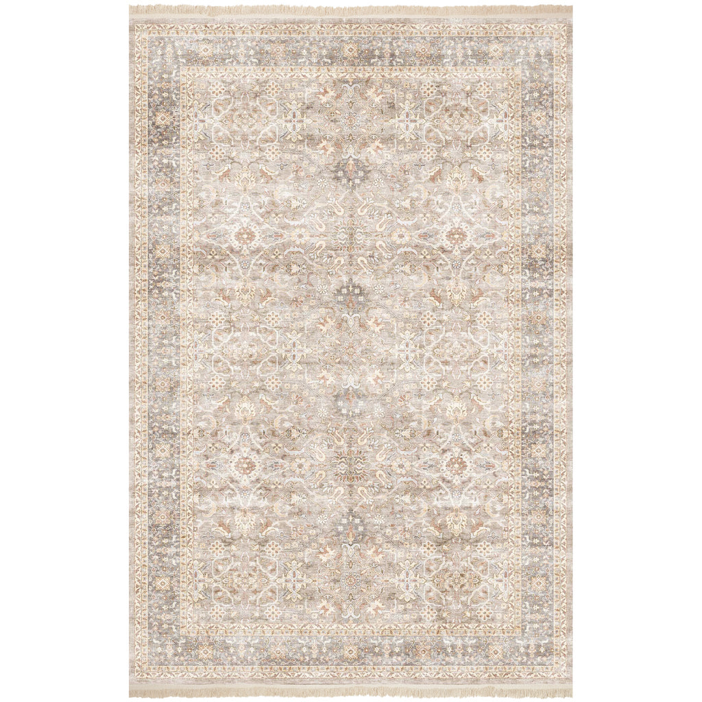 Washable Fringed Area Rug – Persian-Style Taupe Rug with Decorative Fringe - image 16